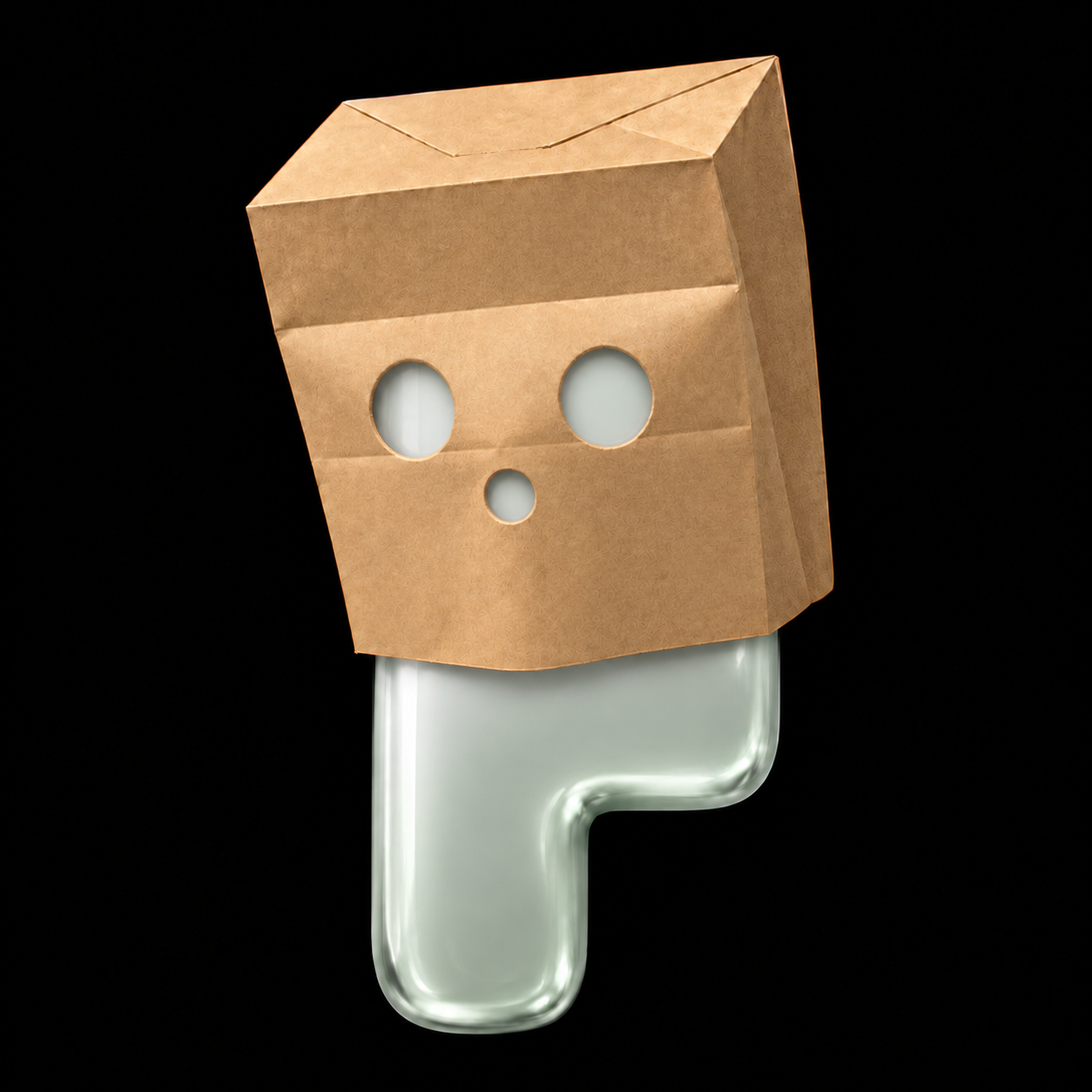 Anonymous Pons in a kraft paper anonymity mask